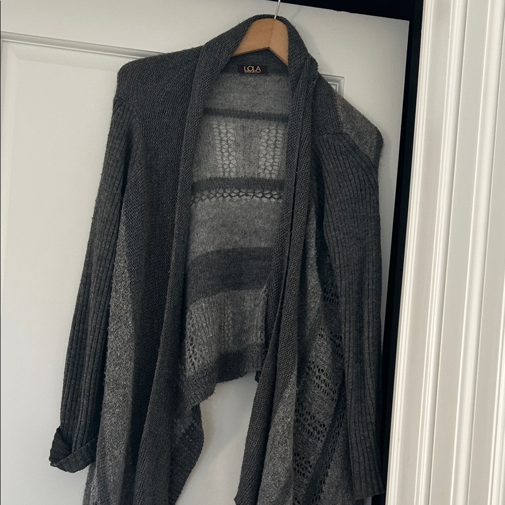 Lola + The Boys Dark Gray Knit Cardigan